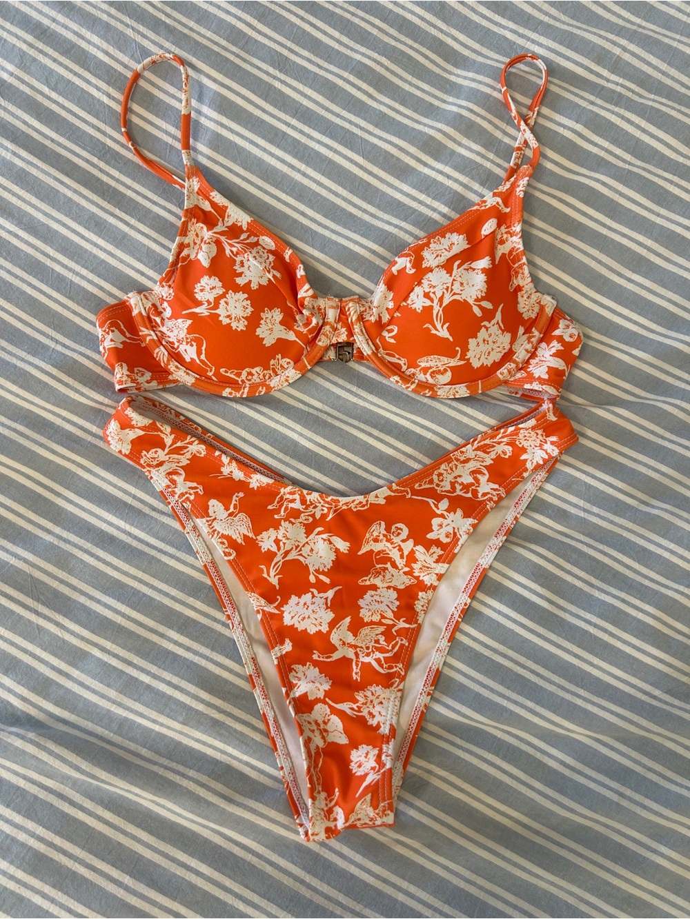 Orange Floral Underwire Bikini Set